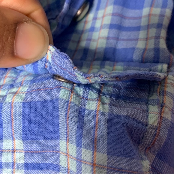 H&M- Blue Plaid Long Sleeve Button Up 1.5-2yrs - Picture 4 of 9